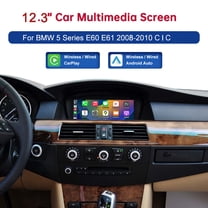 Road Top 12.3' Touch Screen Wireless CarPlay Android Auto Car Multimedia Radio for BMW 5 Series E60 E61 2008-2010 with CIC System Receiver with Mirrorlink Bluetooth
