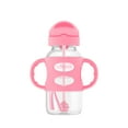 thumbnail image 2 of Dr. Brown's Milestones Wide-Neck Sippy Straw Bottle, 100% Silicone Handles, 9oz/270ml, 6m+, Pink, 1 Pack, 2 of 7