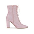 thumbnail image 3 of Unique Bargains Women's Pointy Toe Block Heel Glitter Ankle Boots, 3 of 8