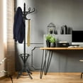 thumbnail image 2 of Giantex Coat Rack Free standing, Wooden Coat Rack Tree with 12 Hooks and Umbrella Stand, Entryway Hall Tree for Hats Clothes Handbags (Black), 2 of 8