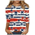 thumbnail image 2 of Qetyuw Women's Independence Day Shirts Summer Patriotic USA Flag Pattern Tshirts Elegant 3/4 Sleeve Tees Beach Round Neck Blouses Tops Summer Tops for Women 2024, 2 of 4