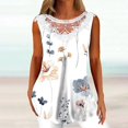 thumbnail image 1 of ICHUANYI Clearance Women Fashion Summer Sexy Fold Printed Regular Lace Sleeveless V Neck Button Top(Gray, XXL) ICHUANYI WER2023080703409, 1 of 5