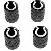 Horseshoe White on Black Tire Rim Wheel Aluminum Valve Stem Caps, Multiple Colors
