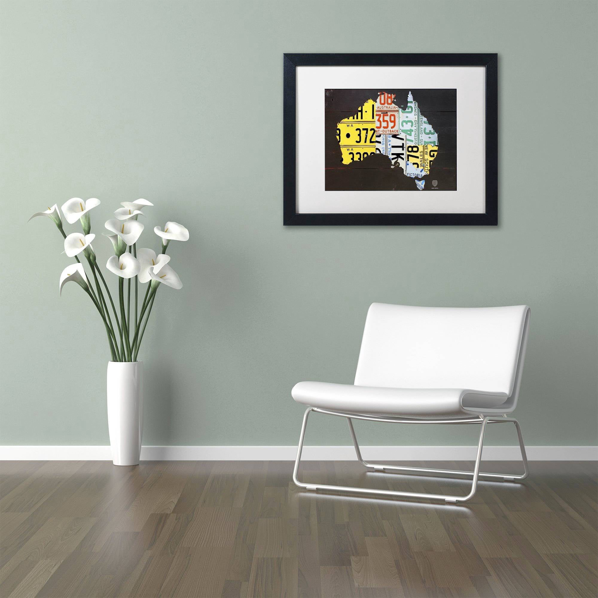 Trademark Fine Art 'Australia License Plate Map' Canvas Art by Design Turnpike, White Matte, Black Frame