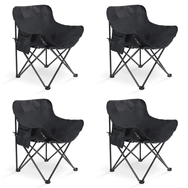Sillas Plegables para Camping para Playa Pesca y Exteriores de Lona Impermebale Ligera - Sillas para Exterior Ergonomica con Estructura de Acero y Funda Transportadora Set 4 Sillas