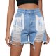 thumbnail image 1 of Pantalones cortos de mezclilla con borlas para mujer, pantalones cortos de mezclilla de cintura media sueltos con bolsillo para el trabajo de la vida diaria, 1 of 6