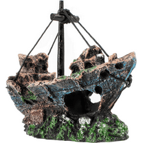Resin Shipwreck Aquarium Decoration - Multi-Style Fish Tank Ornament for 10-55 Gallon Tanks