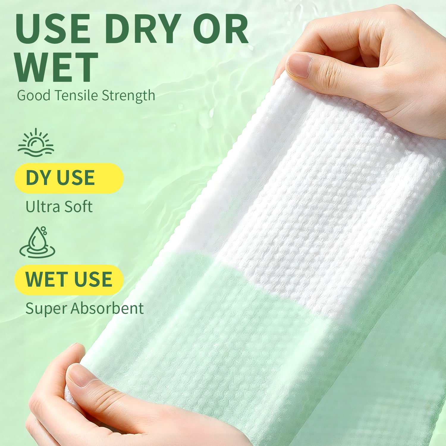 Yoneston Disposable Face Towels, 10" x 12" Biodegradable Large Face Skin Clean Washcloth for Sensitive Skin, Makeup Remover, Facial Cleansing, Nursing, Travel, 50 Count (1 Pack)