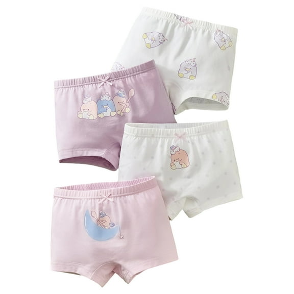 WhouRiu Toddler Girl' Panties Elastic Waist Breathable Cotton Shorts Kids Comfortable Soft Stretchy Underwear,4-Pack Purple,Size 3-4
