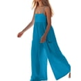 thumbnail image 2 of Jumpsuits for Women Spaghetti Strap Wide Leg Overalls Summer Rompers with Pockets Blue M, 2 of 8