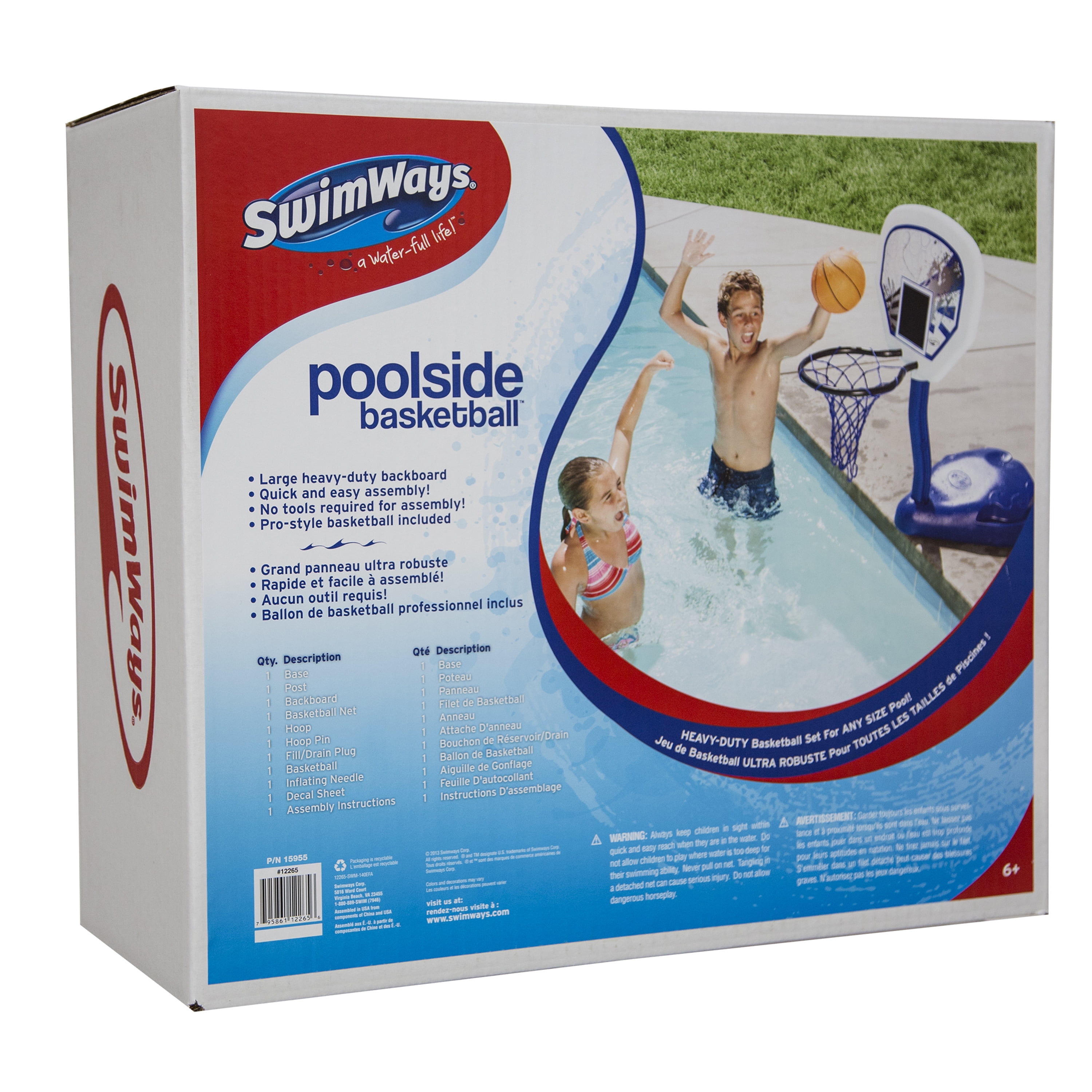 Used SwimWays Poolside Basketball Hoop Pool Water Game Set with Ball12265 