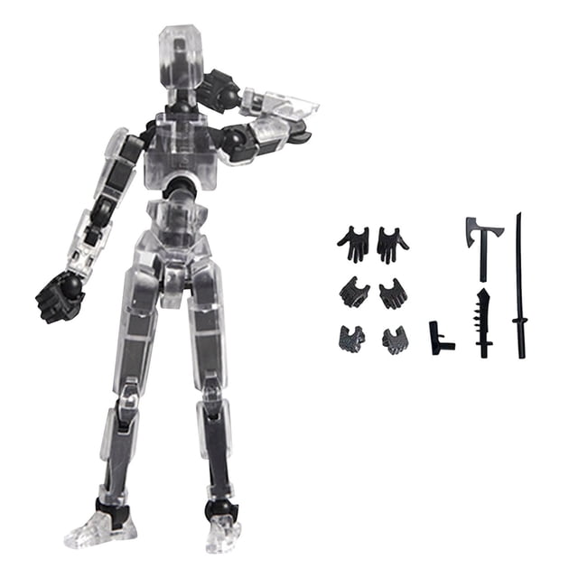 T13 Action Figure Robot, Titan 13 Action Figure,Titan Action Figure, Stikbot Toys with Weapon Accessories, The Ideal Gift for Holidays (Clear)