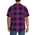 thumbnail image 3 of Yiaed Purple Black Plaid Print Mens Casual Wrinkle Free Shirts Short Sleeve Button Down Summer Stretch Dress Shirt-4X-Large, 3 of 5
