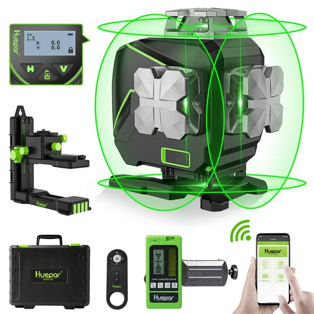 Nivel láser Huepar S04-5RG 16 líneas 4x360° con receptor LCD