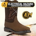 thumbnail image 3 of SMILIN Men's Steel Toe Work Boots, Square Toe Waterproof Cowboy Boots for Men, Brown, US Size 10, 3 of 9
