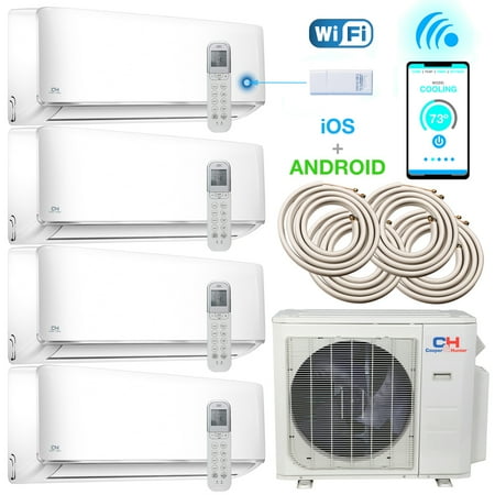 

Cooper & Hunter 36000 BTU Quad Zone Ductless Mini Split 9K+9K+9k+9K Wall Mount With 4 x Line Set Kit
