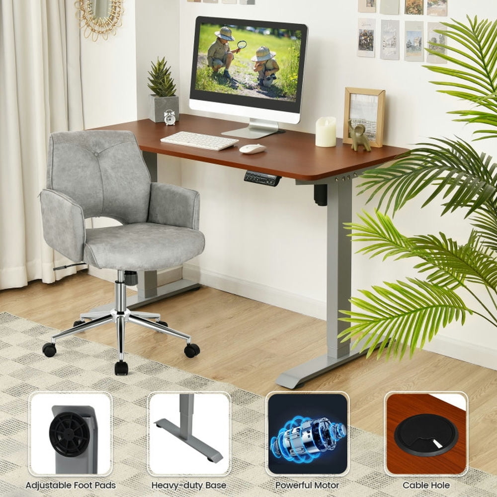 Demi Bonn Electric Height Adjustable Standing Desk with Memory Controller, Small Home Computer Desk Study Writing Table, Brown