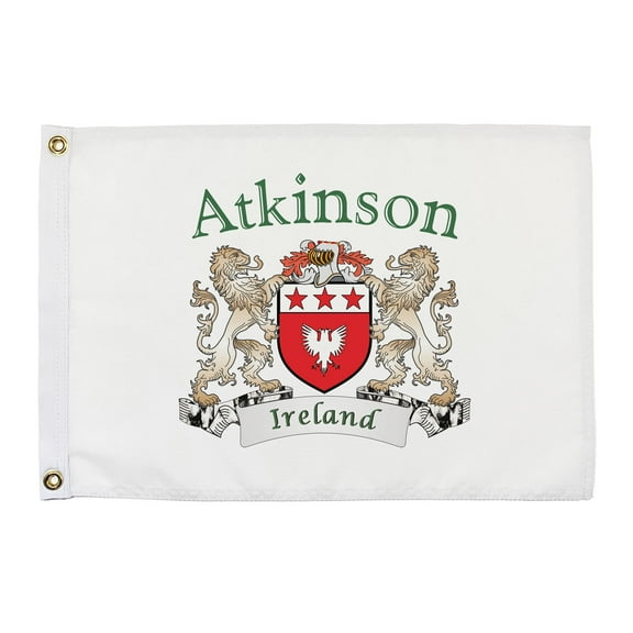 Atkinson Irish Coat of Arms Small White Flag - 16"x10.5" inches