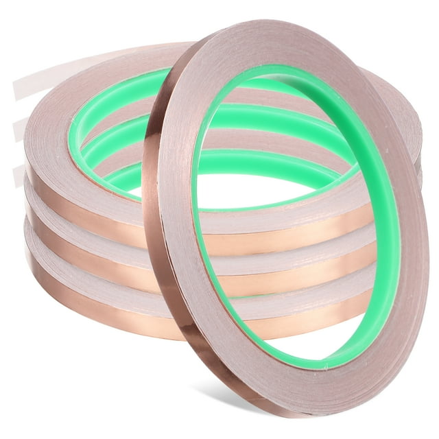 4 rollos de cintas de cobre Cintas de lámina de cobre conductoras Cintas eléctricas autoadhesivas 20 metros/rollo