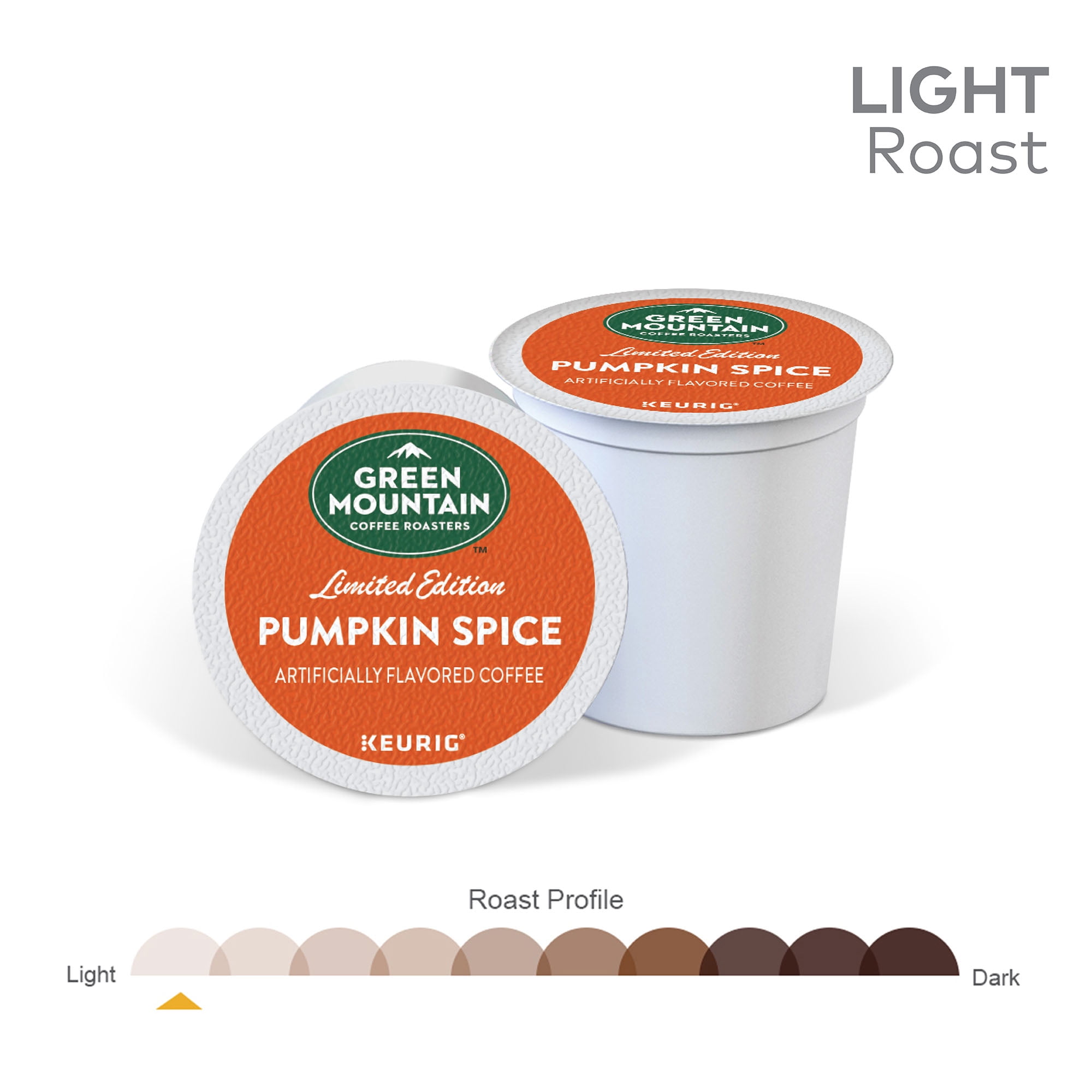 Green Mountain Coffee Pumpkin Spice Flavored K-Cup Pods, Light Roast, 18 Count for Keurig Brewers