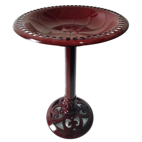 Plastic Resin Bird Bath Red