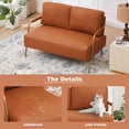 thumbnail image 4 of BUIORD 50" Small Loveseat Sofa, Pet Friendly Leather Accent Sofa with Gold Metal Legs, Upholstered 2-Seater Sofa and Couch for Home Office Living Room Bedroom, 49.6"L x 30.3"W x 32.3"H, Orange, 4 of 10