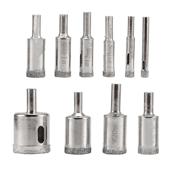 Diamond Drill Bits Set, 10 PCS, Glass Drill Bit for Ceramic Tile, Porcelain, Bottles