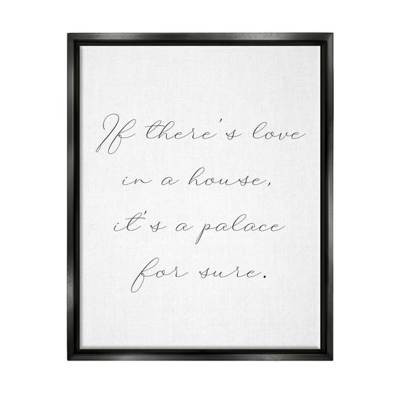 Stupell Industries Minimal Love In A House Inspirational Painting Black Floater Framed Art Print Wall Art, 17 x 21