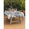 thumbnail image 4 of 60x84 Inch Outdoor Tablecloth with Umbrella Hole Zipper Rectangle Spring Botanical Rectangular Tablecloths Outside Waterproof Country Floral Leaves Gray Brown Patio Table Cloth Cover for Picnic Party, 4 of 8