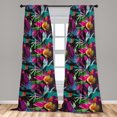 thumbnail image 4 of Ambesonne Floral Inspiration Curtains, Exotic Jungle, Pair of 28"x63", Magenta Teal and Multicolor, 4 of 5