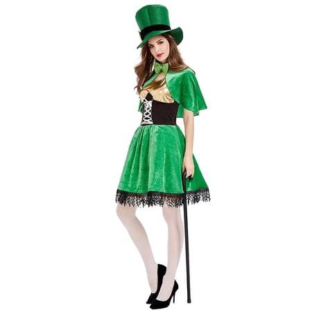 Seasons Women St.Patrick s Day Costume Green Charming Leprechaun Costume Skirt for Adult XL