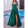 thumbnail image 3 of Women's Satin Prom Dresses Long Formal Dress Evening Party Spaghetti Straps Backless Slit Ball Gown, 3 of 3