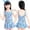 Blue, variant on CCRFTGI Girls Swimsuit One Piece Swimsuit for Toddler Girls Multicolored Plaid Cute Swim Dress Teen Kids Cap Sleeve Ruffled Bathing Suits Hot Pink 11-12 Years