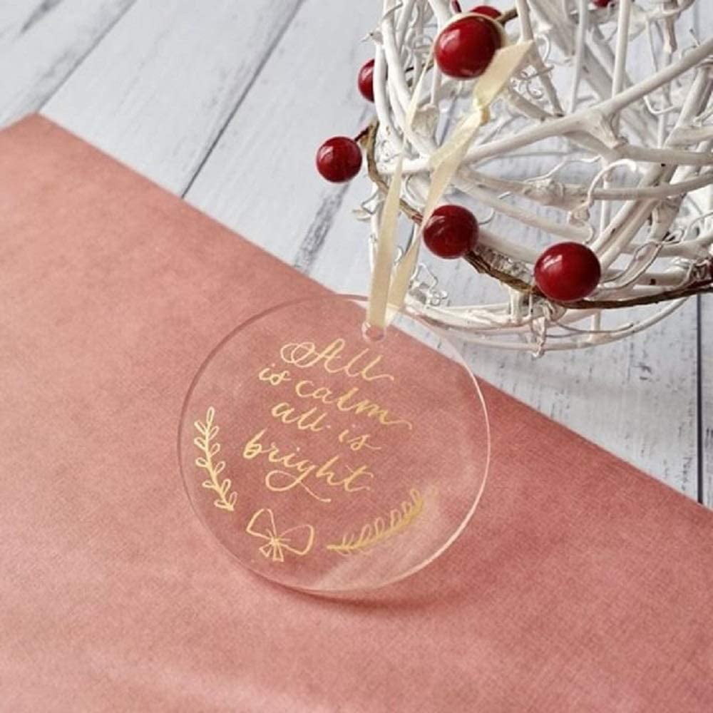 Round Ornament Merry Christmas All is Calm Christmas Gift Acrylic Ornament Custom Acrylic Ornament Christmas Ornament
