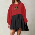 thumbnail image 2 of Pisexur Robes de Noël pour Femmes Mode Imprimé Noël Robes de Vacances Décontractées Col Rond Manches Longues Robe Fluide à Étages Mini Robe de Fête, 2 of 4