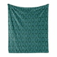 thumbnail image 1 of Boho Soft Flannel Fleece Blanket, Oriental Arrangement of Shapes Moroccan Star Design Ornamental Illustration, Cozy Plush for Indoor and Outdoor Use, 70" x 90", Teal Pale Blue Green, by Ambesonne, 1 of 6