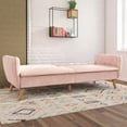 Novogratz Tallulah Memory Foam Futon, Convertible Couch, Pink Velvet