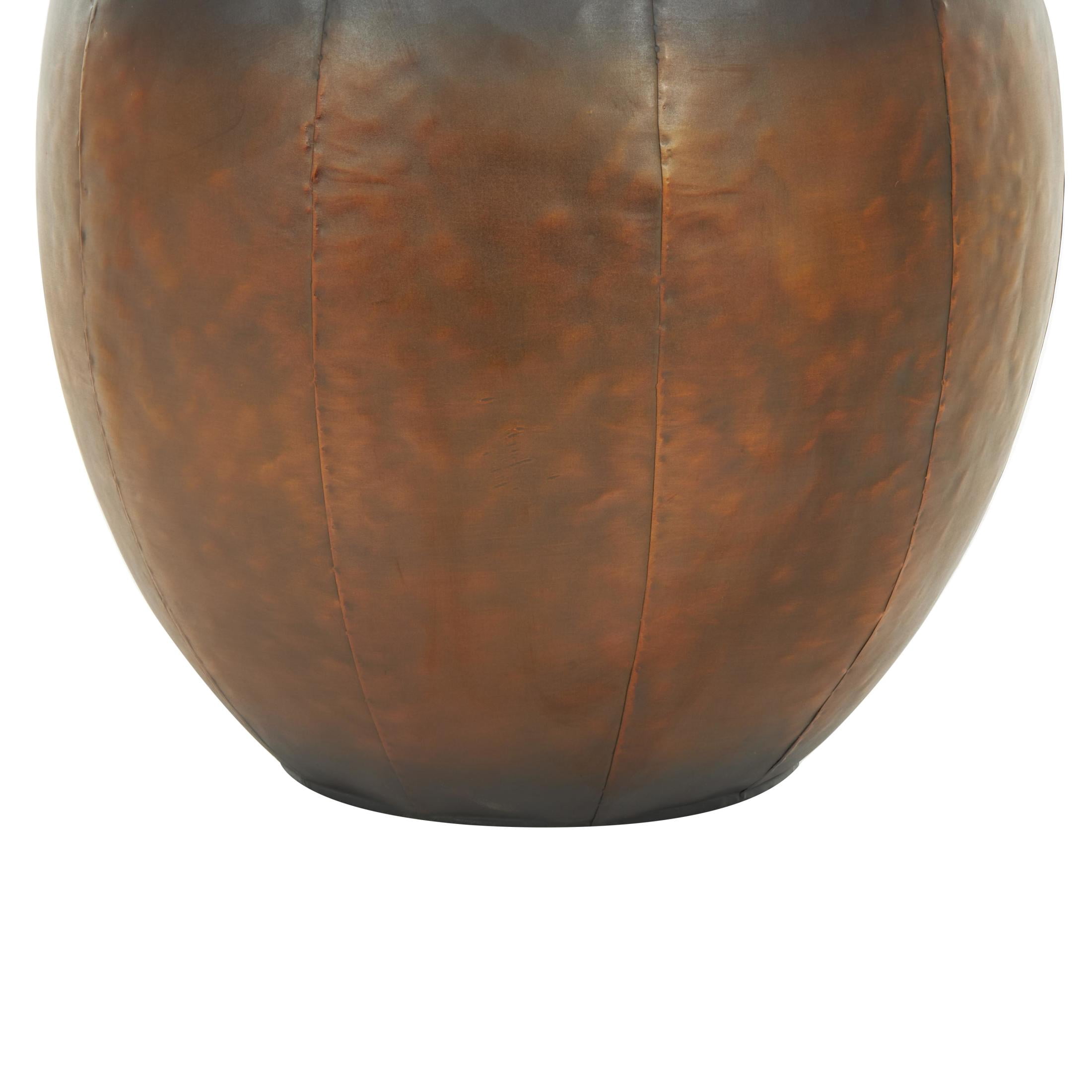 DecMode 26", 22", 17"H Antique Style Round Pot Floor Brown Metal Vase, Set of 3
