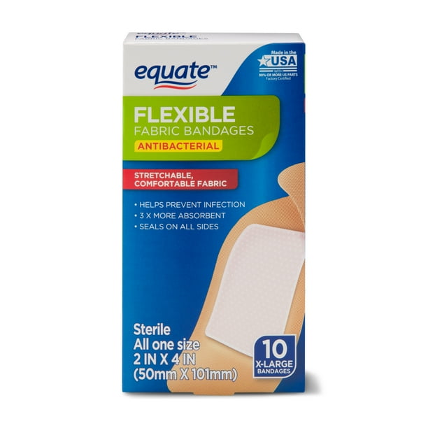 Equate Flexible Antibacterial Fabric Bandages, 10 Ct