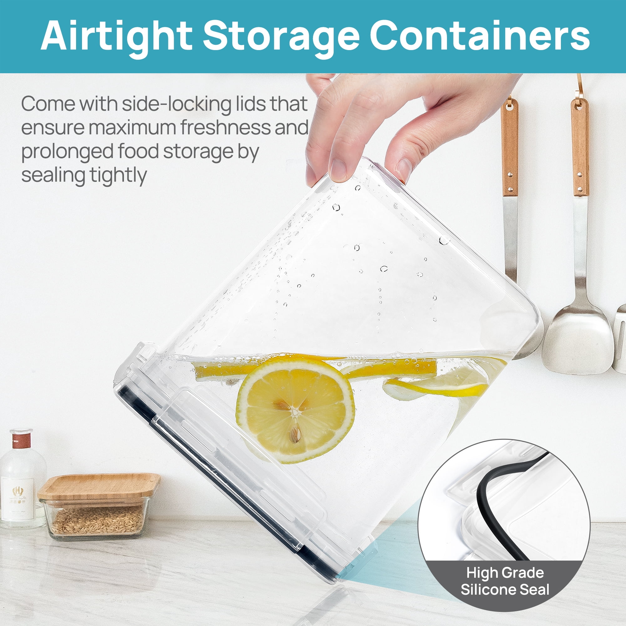 Sindcom 8 pcs Large Airtight Food Storage Containers, Sindcom Flour Canisters, for Kitchen Organization