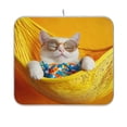 thumbnail image 2 of A Playful White Cat Dish Drying Mat Kitchen Mats Microfiber Counter Absorbent Dish Pad Drainer Rack, 2 of 8