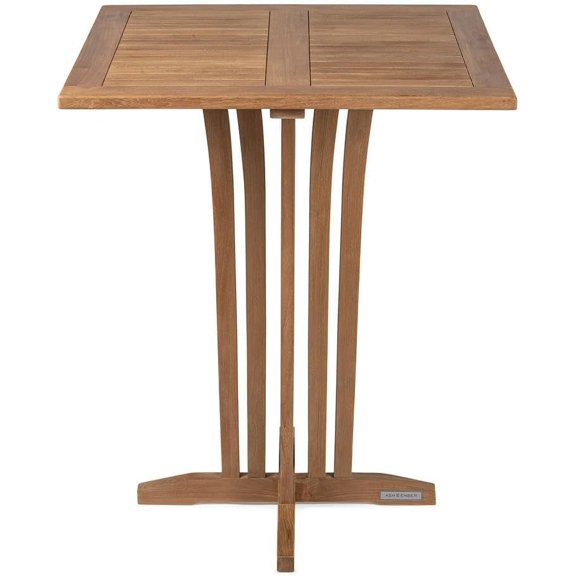 Ash & Ember Acadia Grade A Teak 35" Square Bar Table, Weather Resistant Solid Wood Patio Furniture, Tightly Spaced Slats and Brass Hardware, for Garden, Backyard, Indoor Outdoor Patio Furniture