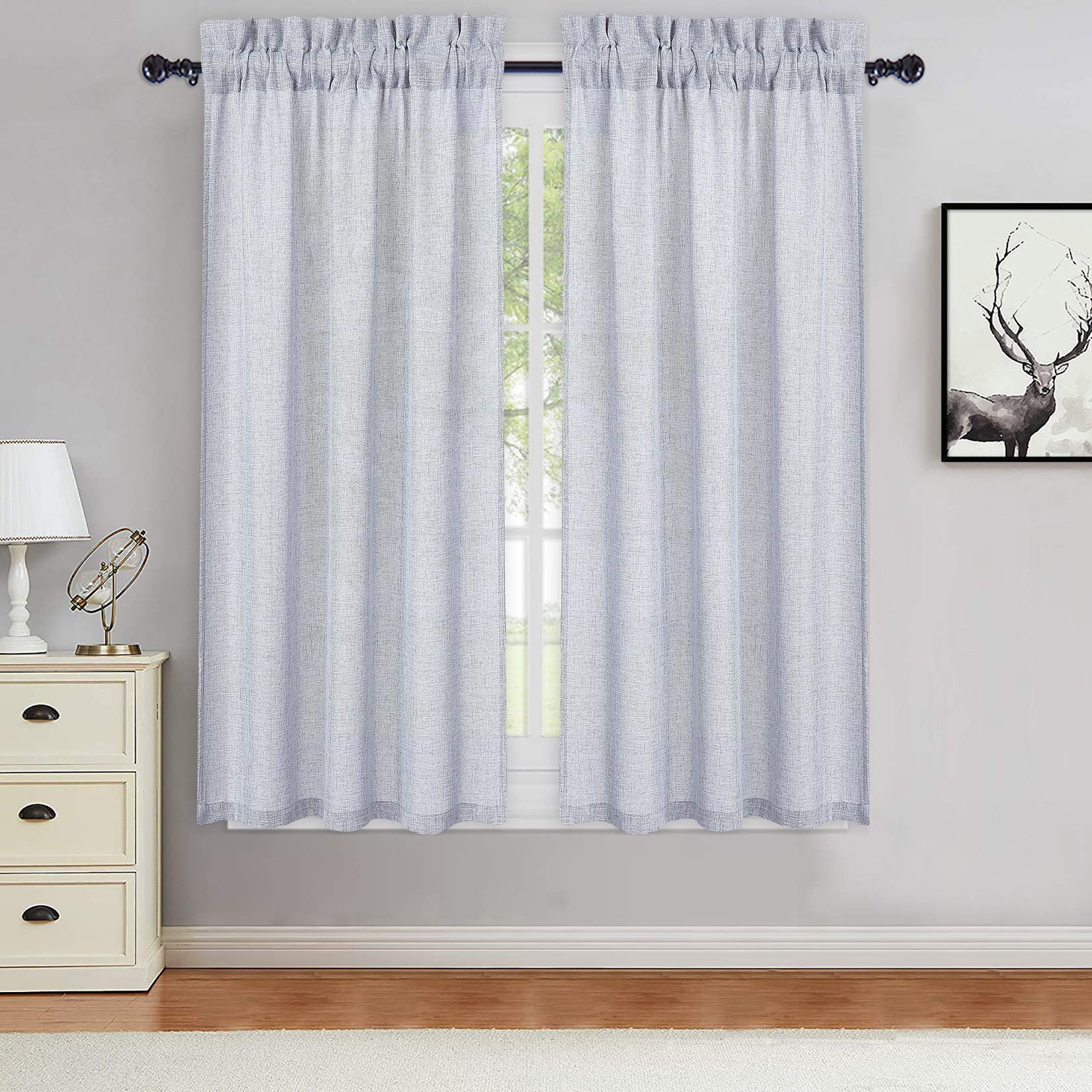 Tier Curtains for Bathroom, 45inch Length Window Curtain Panels, Set of ...