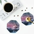 thumbnail image 4 of Yiaed Boat Lighthouse Storm Waves Print Leather Coasters for Drinks - Cup Coasters Coffee Table Kitchen Table Bar, Home & Office Gifts Handmade Drink Coasters-Octagon, 4 of 6