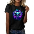 thumbnail image 2 of lcziwo Halloween Skull Shirt for Women Novelty Graphic Tee Funny Gothic Print Tops Casual Loose Fit Crewneck Short Sleeve Blouse Teen Girl Clothes, Black, S, 2 of 5