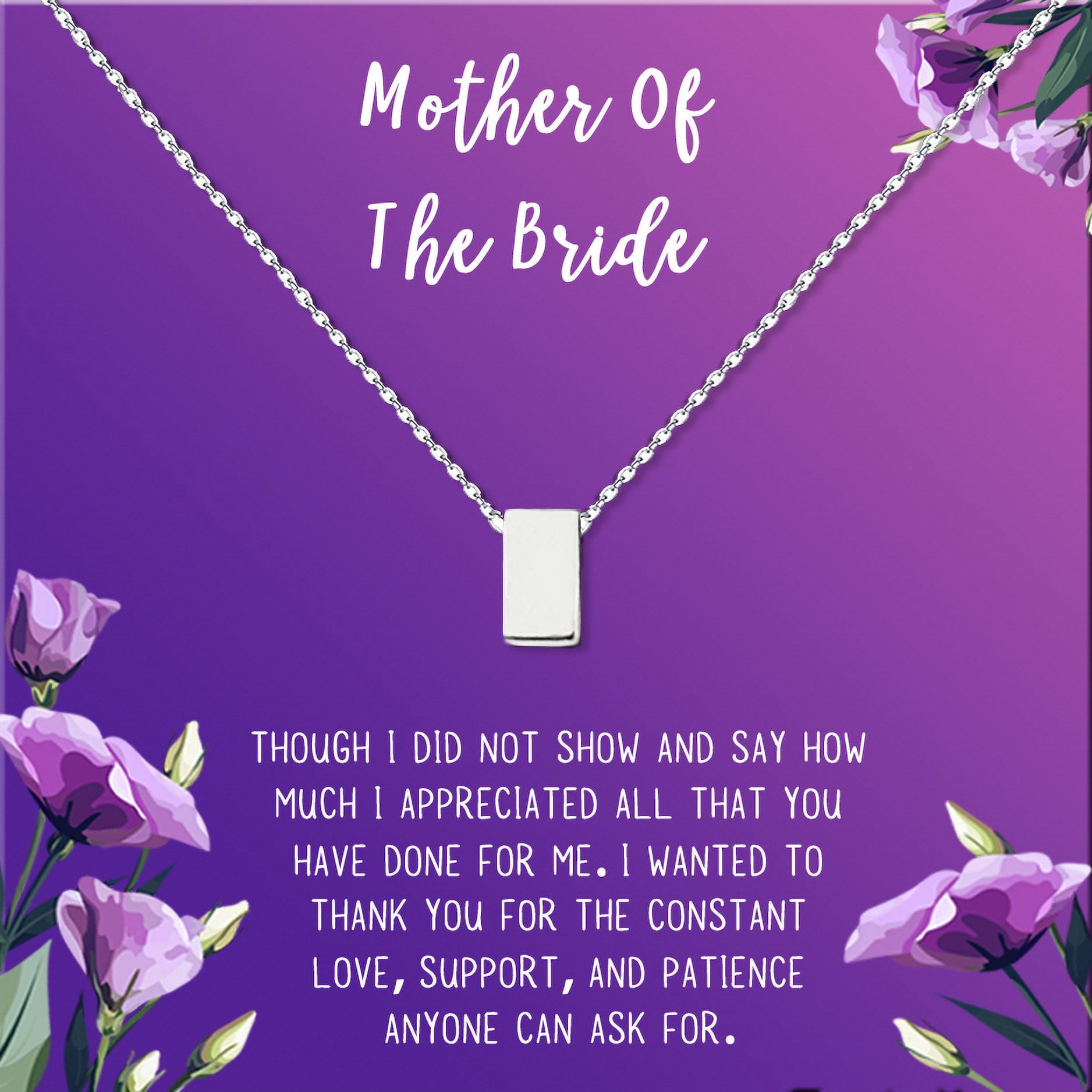 Mother of the Bride Mother's Day Gift, Jewelry Gift for Mother in Law, Necklace and Card Gift Set, Gift for Mom, Gift for Her, Jewelry for Mom, Thank you Gift [Silver Cube,Purple Gradient]