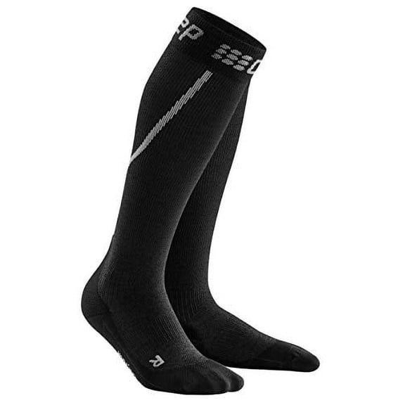 Womens Long Compression Wool Socks - CEP Trail Merino (Grey/Black) II