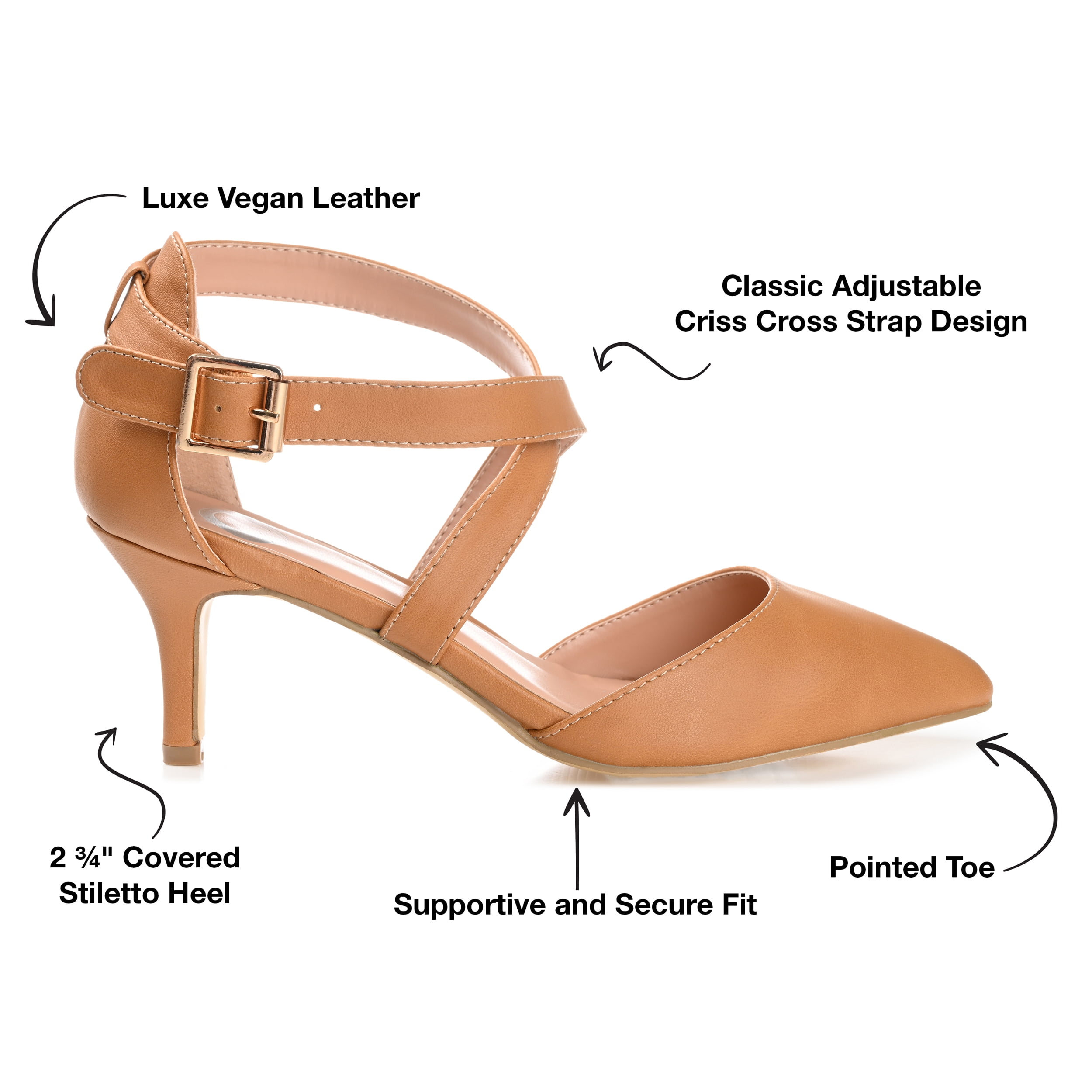 Journee Womens Riva Pointed Toe Mid Heel Pumps, Widths Available