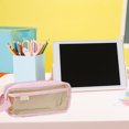 thumbnail image 5 of Clear TPU、Canvas Zipper Pencil Bag Exam Pen Pencil Pouch Case Make up Cosmetic Bag - pink, 5 of 5