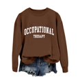 thumbnail image 4 of Sweatshirt for Women Long Sleeve Sweatshirt Womens Pullover Brown Crewneck Sweatshirts Women Fall Clothing for Women Comfy Clothes, 4 of 8